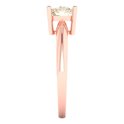 1.5 cttw Natural Morganite Solitaire  Engagement Ring - Solid Gold (Cushion Cut,6.5mm)