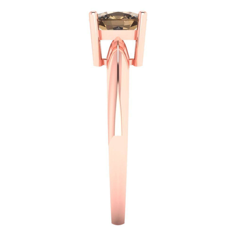 1.5 cttw Zirconia Simulated Champagne Diamond Solitaire  Engagement Ring - Solid Gold (VVS1, Cushion Cut,6.5mm)