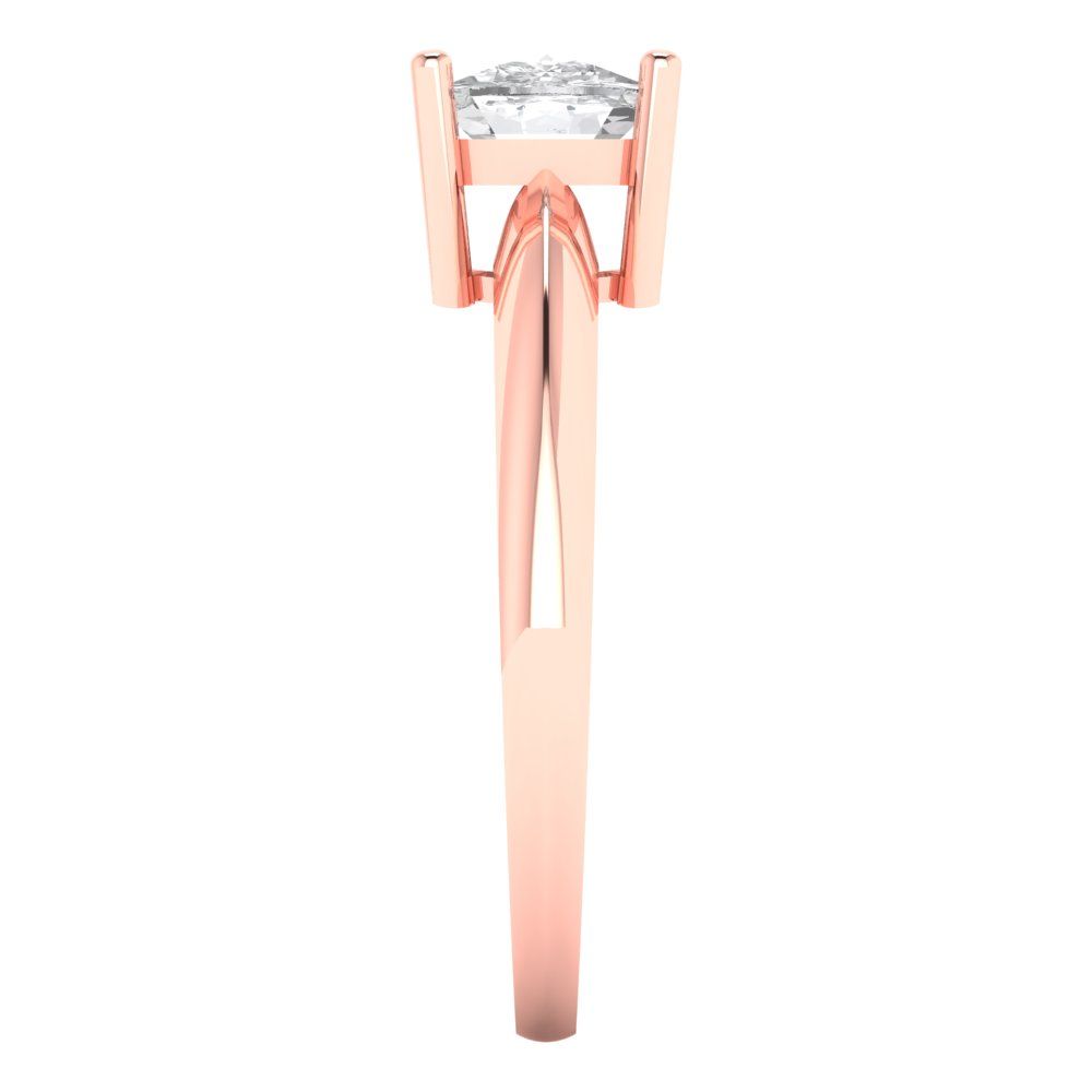 1.5 cttw White Sapphire Solitaire  Engagement Ring - Solid Gold (Cushion Cut,6.5mm)