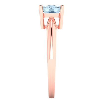 1.5 cttw Natural Swiss Blue Topaz Solitaire  Engagement Ring - Solid Gold (Cushion Cut,6.5mm)