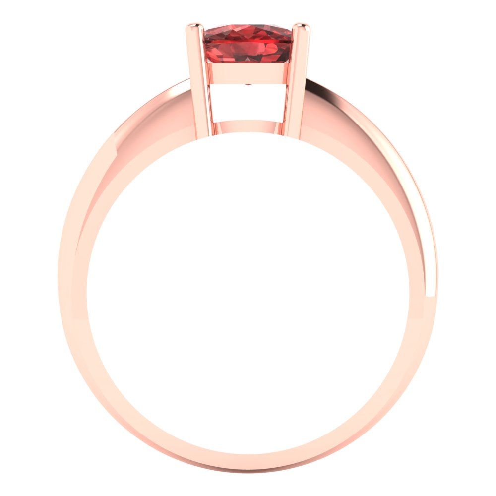 1.5 cttw Natural Garnet Solitaire  Engagement Ring - Solid Gold (Cushion Cut,6.5mm)