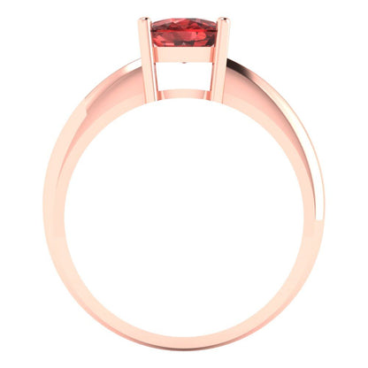 1.5 cttw Natural Garnet Solitaire  Engagement Ring - Solid Gold (Cushion Cut,6.5mm)