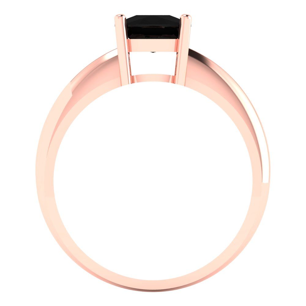1.5 cttw Natural Onyx Solitaire  Engagement Ring - Solid Rose Gold (VVS1, Cushion Cut,6.5mm)