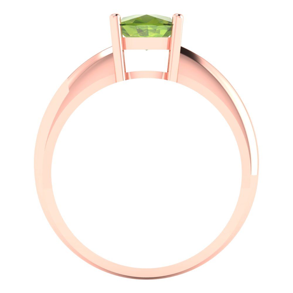 1.5 cttw Natural Peridot Solitaire  Engagement Ring - Solid Gold (Cushion Cut,6.5mm)