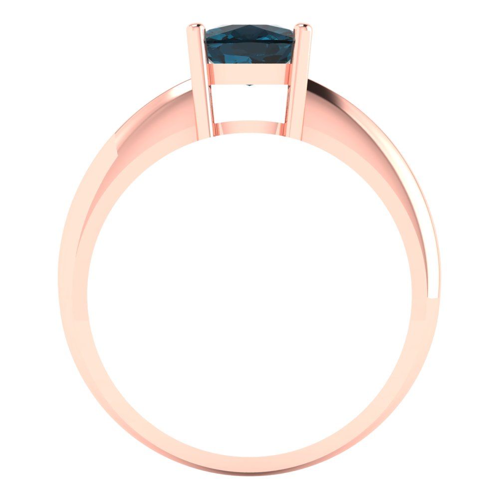1.5 cttw Natural London Blue Topaz Solitaire  Engagement Ring - Solid Gold (Cushion Cut,6.5mm)