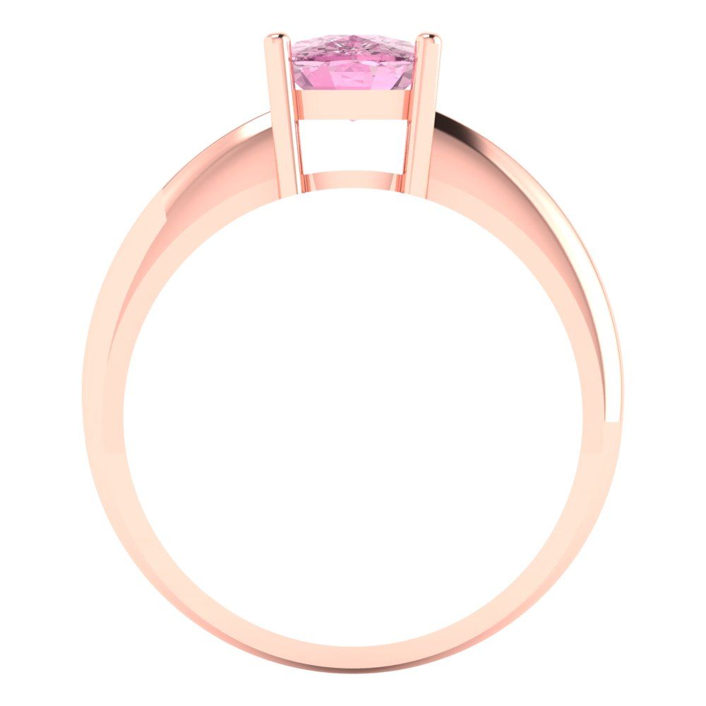 1.5 cttw Zirconia Simulated Pink Diamond Solitaire  Engagement Ring - Solid Gold (VVS1, Cushion Cut,6.5mm)