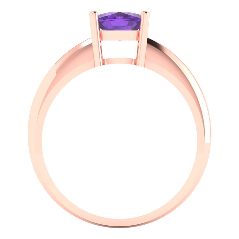 1.5 cttw Natural Amethyst Solitaire  Engagement Ring - Solid Gold (Cushion Cut,6.5mm)