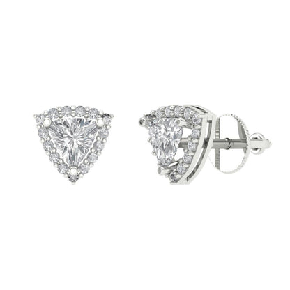 1.021 ctw Moissanite Studs Earrings | 5mm  Triangle Cut White Gold Screw back | April Birthstone