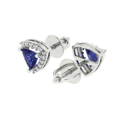 1.021 ctw Tanzanite Studs Earrings | 5mm  Triangle Cut White Gold Screw back | December Birthstone