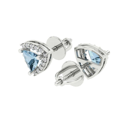 1.021cttw Aquamarine Gold-Plated 925 Silver Screw Back Stud Earrings