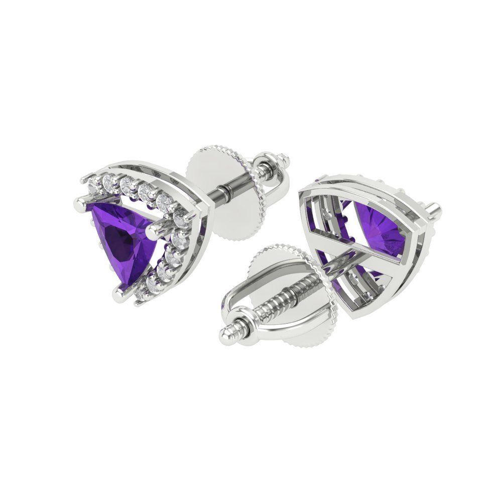 1.021cttw Amethyst Gold-Plated 925 Silver Screw Back Stud Earrings