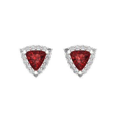 1.021 ctw Garnet Studs Earrings | 5mm  Triangle Cut White Gold Screw back | January Birthstone