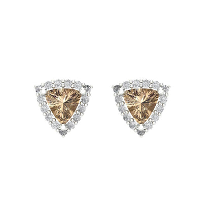 1.021 ctw Yellow Moissanite Studs Earrings | 5mm  Triangle Cut White Gold Screw back | April Birthstone