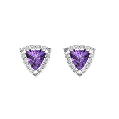 1.021 ctw Alexandrite Studs Earrings | 5mm  Triangle Cut White Gold Screw back | June Birthstone