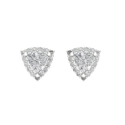 1.021 ctw White Sapphire Studs Earrings | 5mm  Triangle Cut White Gold Screw back | April Birthstone