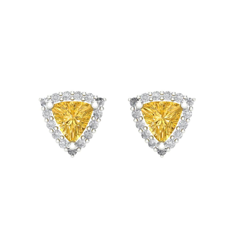 1.021 ctw Citrine Studs Earrings | 5mm  Triangle Cut White Gold Screw back | November Birthstone
