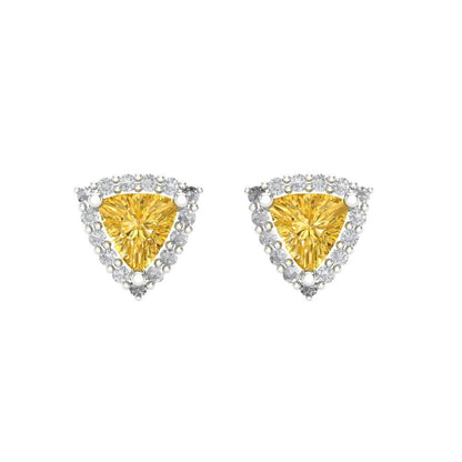 1.021 ctw Citrine Studs Earrings | 5mm  Triangle Cut White Gold Screw back | November Birthstone