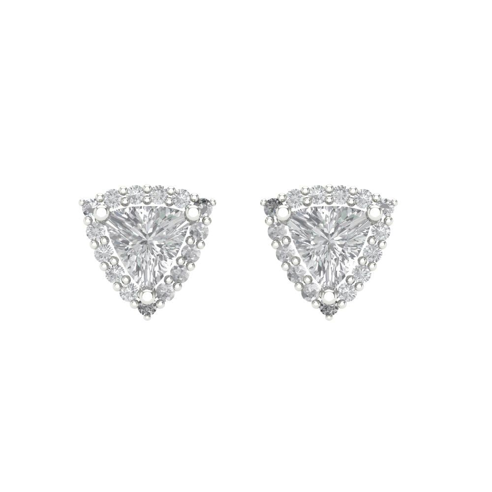 1.021 ctw Zirconia Diamond Studs Earrings | 5mm  Triangle Cut White Gold Screw back | April Birthstone