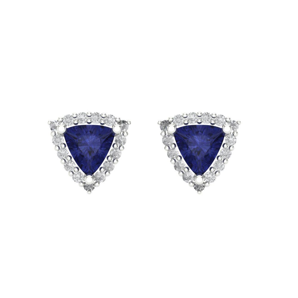 1.021 ctw Tanzanite Studs Earrings | 5mm  Triangle Cut White Gold Screw back | December Birthstone