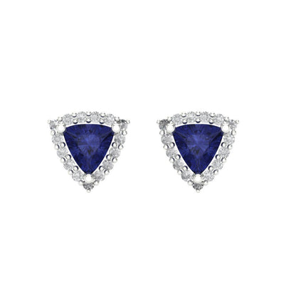 1.021 ctw Tanzanite Studs Earrings | 5mm  Triangle Cut White Gold Screw back | December Birthstone