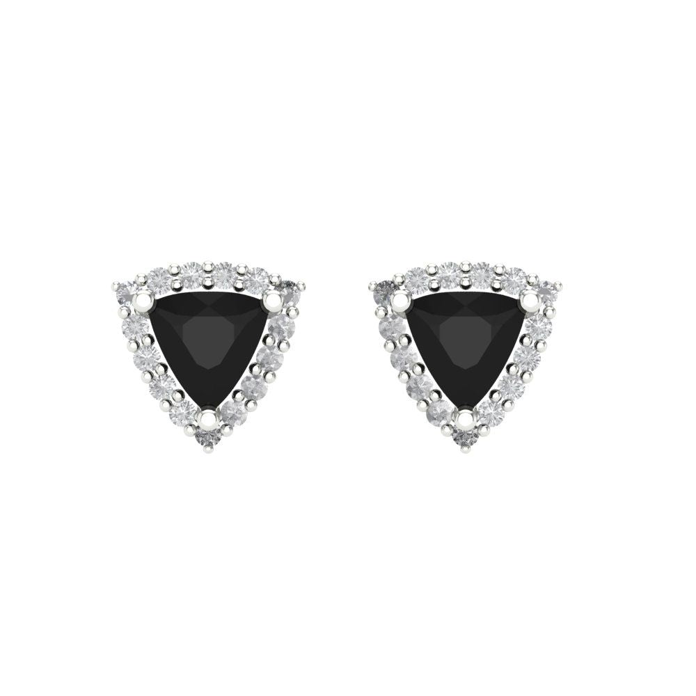 1.021 ctw Onyx Studs Earrings | 5mm  Triangle Cut White Gold Screw back | July Birthstone