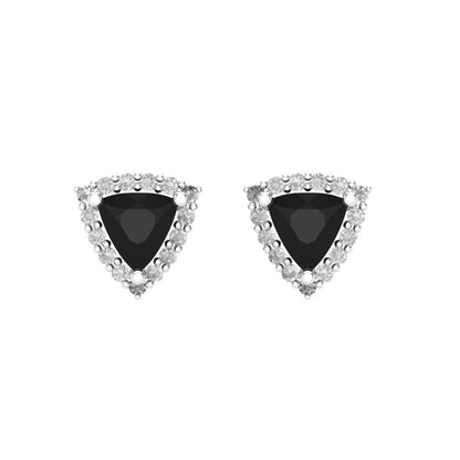 1.021 ctw Onyx Studs Earrings | 5mm  Triangle Cut White Gold Screw back | July Birthstone