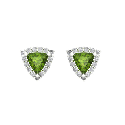 1.021 ctw Peridot Studs Earrings | 5mm  Triangle Cut White Gold Screw back | August Birthstone