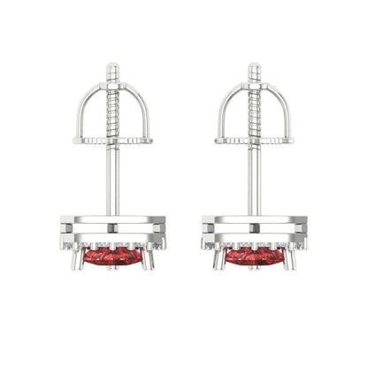 1.021 ctw Garnet Studs Earrings | 5mm  Triangle Cut White Gold Screw back | January Birthstone