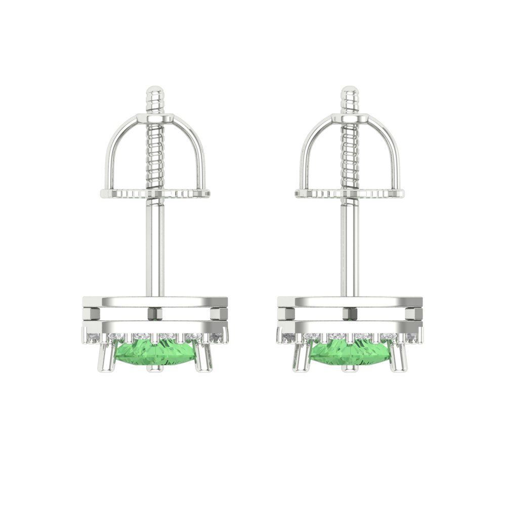 1.021 ctw Green Zirconia Studs Earrings | 5mm  Triangle Cut White Gold Screw back | April Birthstone