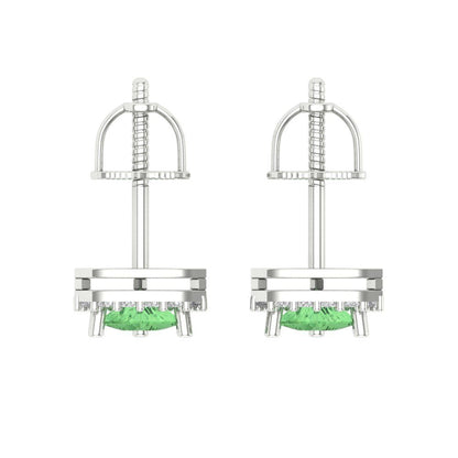 1.021 ctw Green Zirconia Studs Earrings | 5mm  Triangle Cut White Gold Screw back | April Birthstone