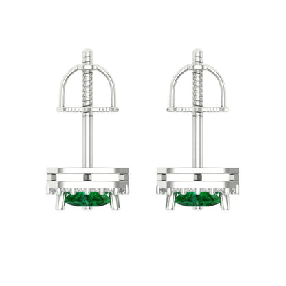 1.021 ctw Emerald Studs Earrings | 5mm  Triangle Cut White Gold Screw back | May Birthstone