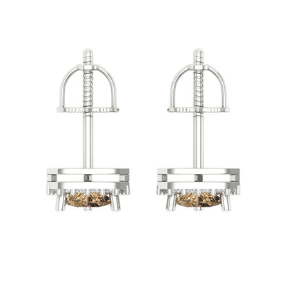 1.021 ctw Champagne Studs Earrings | 5mm  Triangle Cut White Gold Screw back | April Birthstone