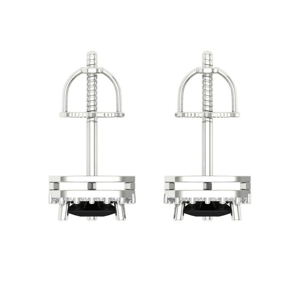 1.021 ctw Onyx Studs Earrings | 5mm  Triangle Cut White Gold Screw back | July Birthstone