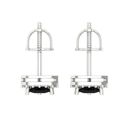 1.021 ctw Onyx Studs Earrings | 5mm  Triangle Cut White Gold Screw back | July Birthstone