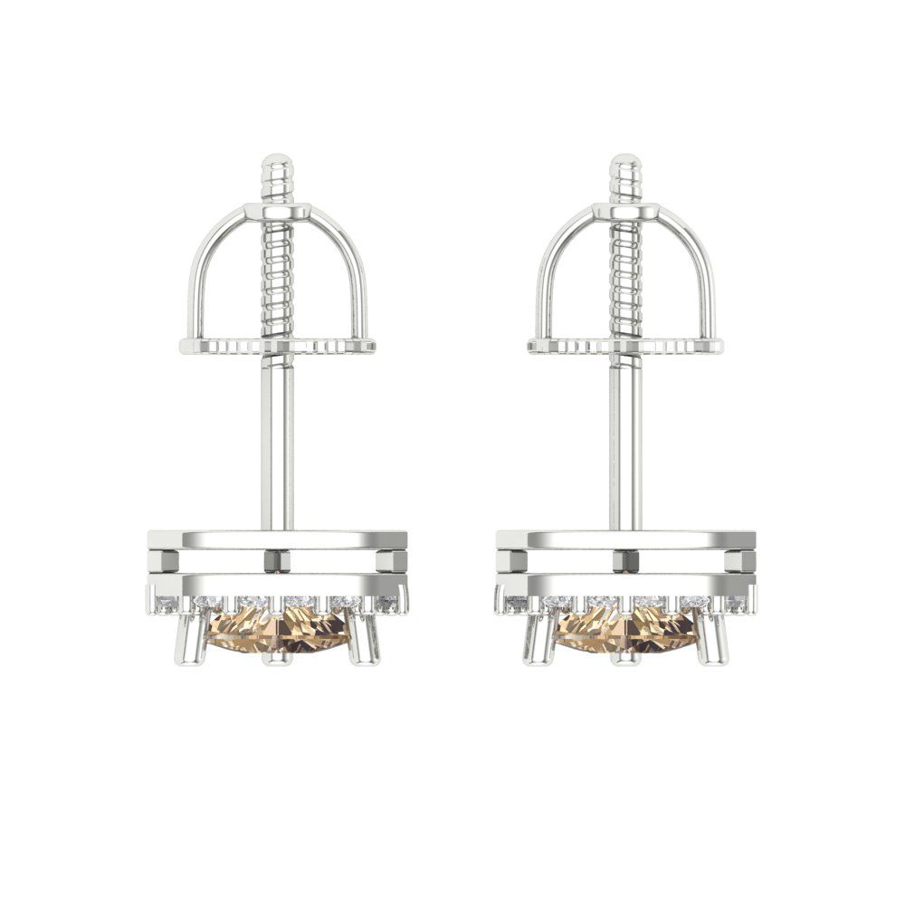 1.021 ctw Yellow Moissanite Studs Earrings | 5mm  Triangle Cut White Gold Screw back | April Birthstone