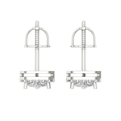 1.021 ctw Moissanite Studs Earrings | 5mm  Triangle Cut White Gold Screw back | April Birthstone
