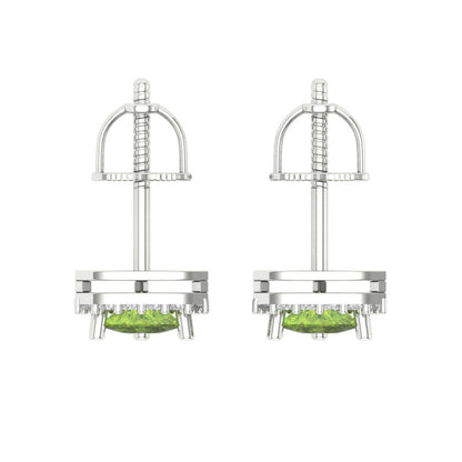 1.021 ctw Peridot Studs Earrings | 5mm  Triangle Cut White Gold Screw back | August Birthstone
