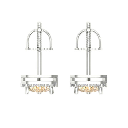 1.021 ctw Morganite Studs Earrings | 5mm  Triangle Cut White Gold Screw back | February Birthstone