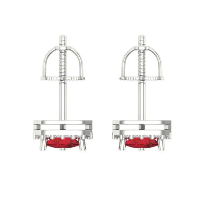 1.021 ctw Ruby Studs Earrings | 5mm  Triangle Cut White Gold Screw back | July Birthstone
