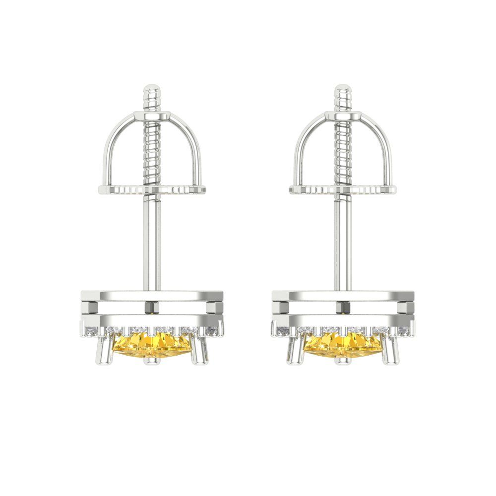 1.021 ctw Citrine Studs Earrings | 5mm  Triangle Cut White Gold Screw back | November Birthstone