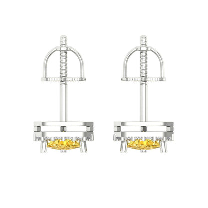 1.021 ctw Citrine Studs Earrings | 5mm  Triangle Cut White Gold Screw back | November Birthstone