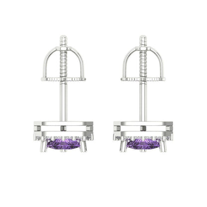 1.021cttw Alexandrite Gold-Plated 925 Silver Screw Back Stud Earrings