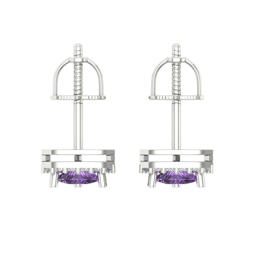 1.021 ctw Alexandrite Studs Earrings | 5mm  Triangle Cut White Gold Screw back | June Birthstone