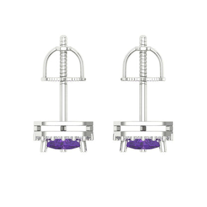 1.021cttw Amethyst Gold-Plated 925 Silver Screw Back Stud Earrings