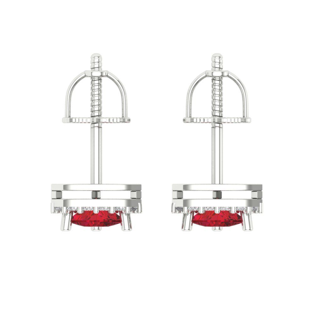 1.021 ctw Pink Tourmaline Studs Earrings | 5mm  Triangle Cut White Gold Screw back | April Birthstone