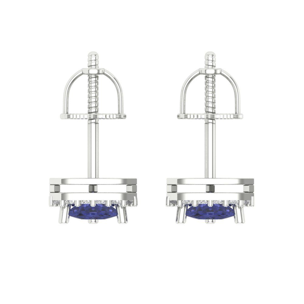 1.021 ctw Tanzanite Studs Earrings | 5mm  Triangle Cut White Gold Screw back | December Birthstone