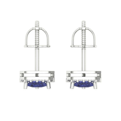 1.021 ctw Tanzanite Studs Earrings | 5mm  Triangle Cut White Gold Screw back | December Birthstone