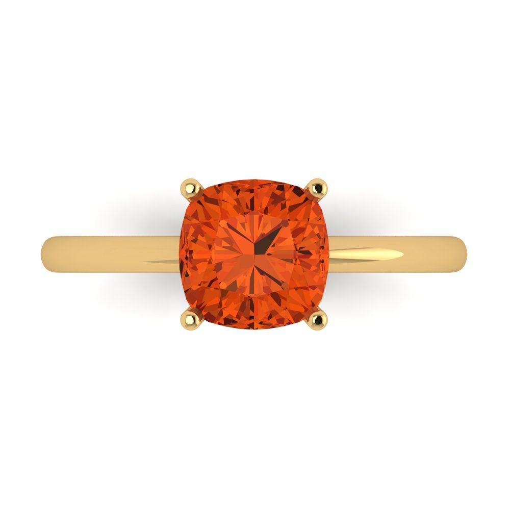 2 cttw Zirconia Simulated Red Diamond Solitaire  Engagement Ring - Solid Gold (VVS1, Cushion Cut,7mm)