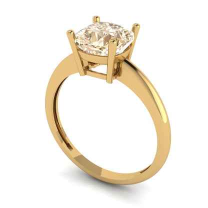 2 cttw Natural Morganite Solitaire  Engagement Ring - Solid Yellow Gold (VVS1, Cushion Cut,7mm)
