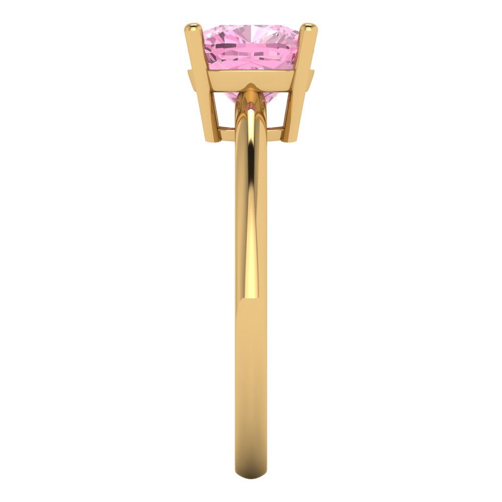 2 cttw Zirconia Simulated Pink Diamond Solitaire  Engagement Ring - Solid Gold (VVS1, Cushion Cut,7mm)